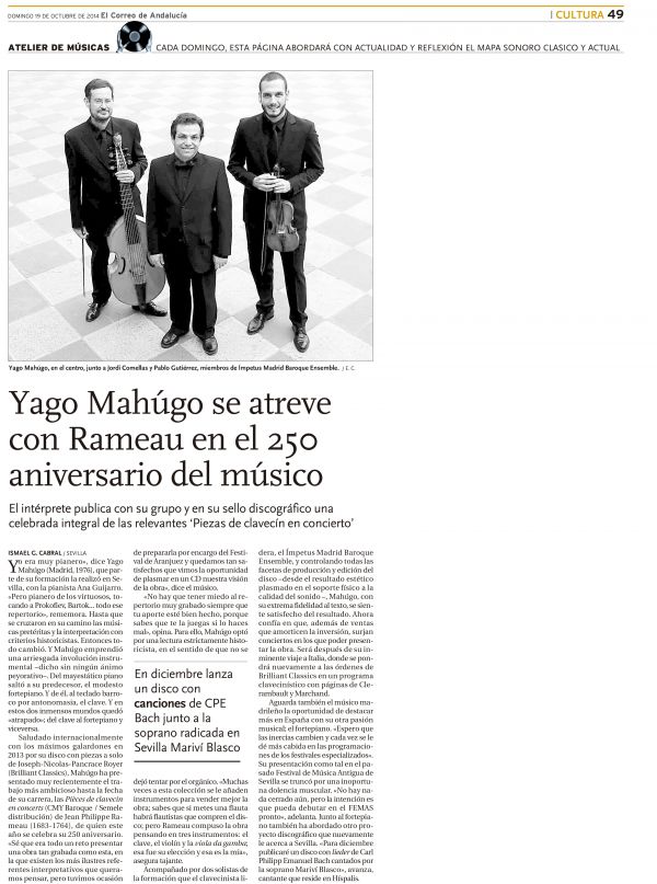 Yago Mahugo se atreve con Rameau en el 250 aniversario del músico