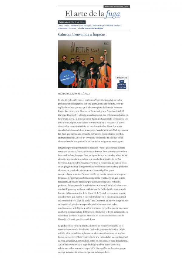 Calurosa bienvenida a Ímpetus